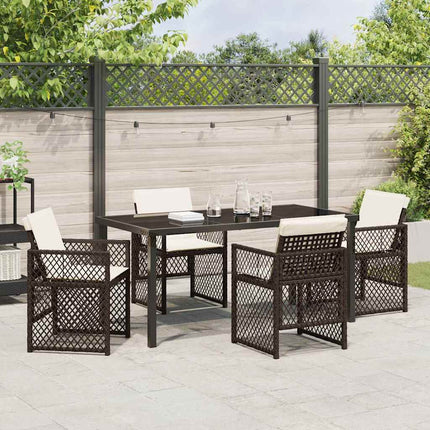 Trädgårdsmöbelset 5 pcs Brun konstrotting