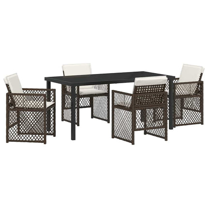 Trädgårdsmöbelset 5 pcs Brun konstrotting