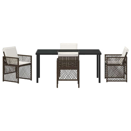 Trädgårdsmöbelset 5 pcs Brun konstrotting