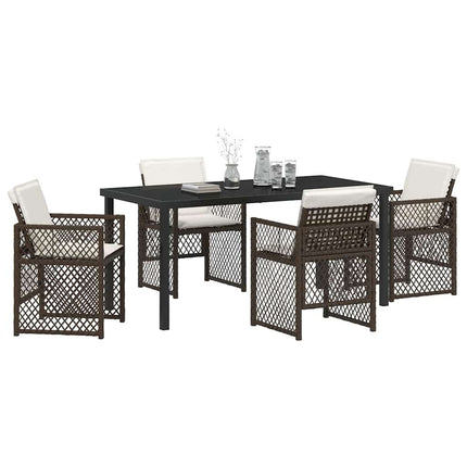 Trädgårdsmöbelset 5 pcs Brun konstrotting
