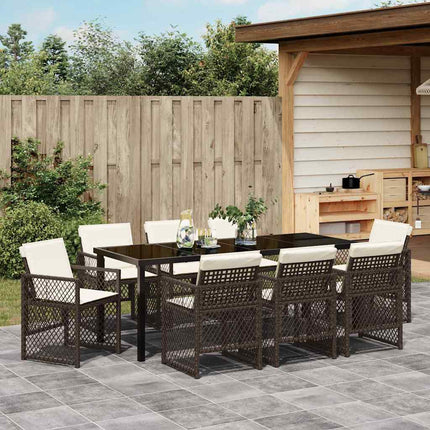 Trädgårdsmöbelset 9 pcs Brun konstrotting