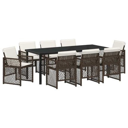 Trädgårdsmöbelset 9 pcs Brun konstrotting