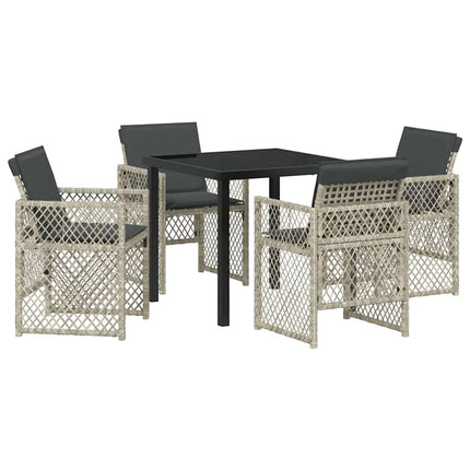 Trädgårdsmöbelset 5 pcs Ljusgrå konstrotting