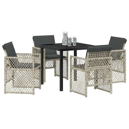 Trädgårdsmöbelset 5 pcs Ljusgrå konstrotting