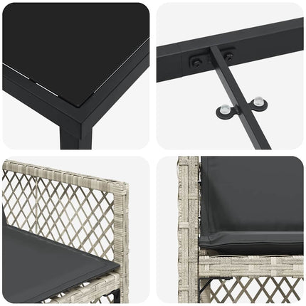 Trädgårdsmöbelset 5 pcs Ljusgrå konstrotting