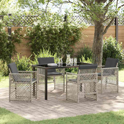 Trädgårdsmöbelset 5 pcs Ljusgrå konstrotting
