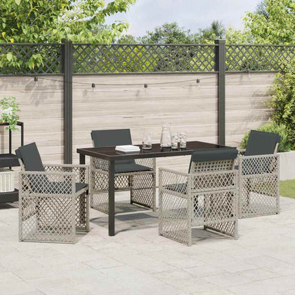 Trädgårdsmöbelset 5 pcs Ljusgrå konstrotting