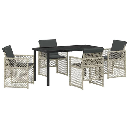 Trädgårdsmöbelset 5 pcs Ljusgrå konstrotting