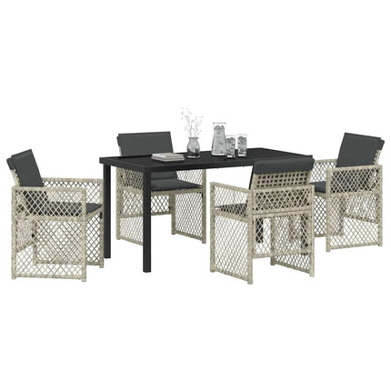 Trädgårdsmöbelset 5 pcs Ljusgrå konstrotting