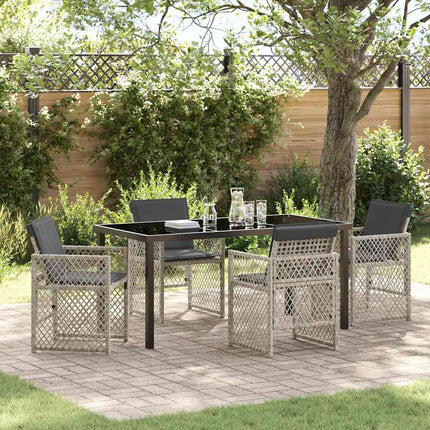 Trädgårdsmöbelset 5 pcs Ljusgrå konstrotting