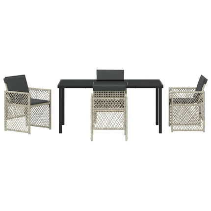Trädgårdsmöbelset 5 pcs Ljusgrå konstrotting