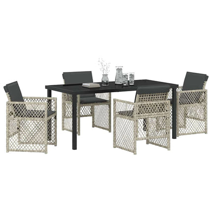 Trädgårdsmöbelset 5 pcs Ljusgrå konstrotting