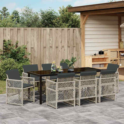 Trädgårdsmöbelset 9 pcs Ljusgrå konstrotting