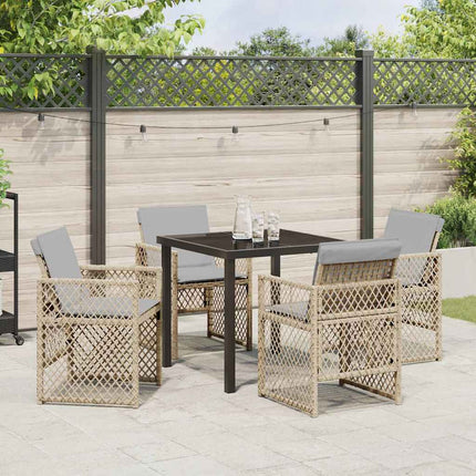 Trädgårdsmöbelset 5 pcs Beige konstrotting
