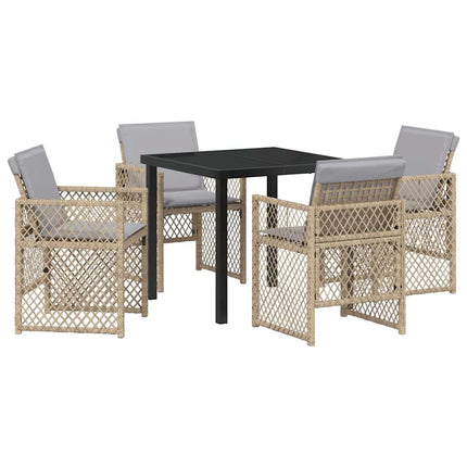 Trädgårdsmöbelset 5 pcs Beige konstrotting