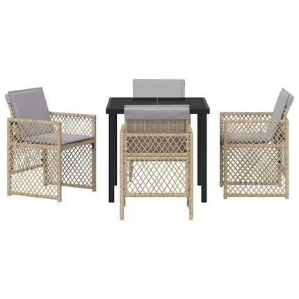 Trädgårdsmöbelset 5 pcs Beige konstrotting