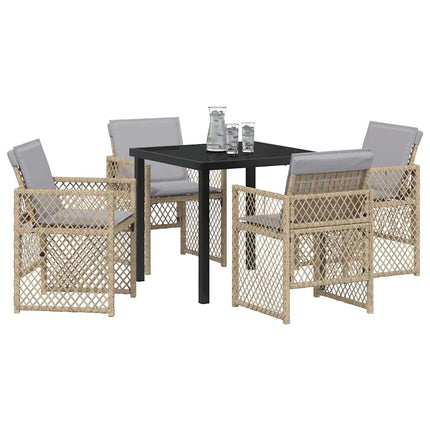 Trädgårdsmöbelset 5 pcs Beige konstrotting