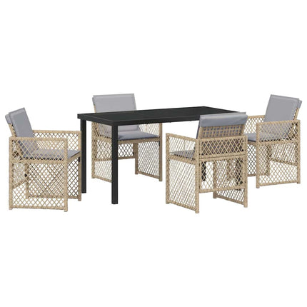 Trädgårdsmöbelset 5 pcs Beige konstrotting