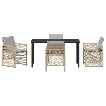 Trädgårdsmöbelset 5 pcs Beige konstrotting