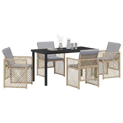 Trädgårdsmöbelset 5 pcs Beige konstrotting