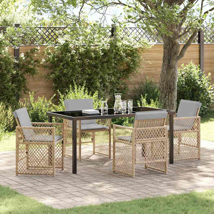 Trädgårdsmöbelset 5 pcs Beige konstrotting