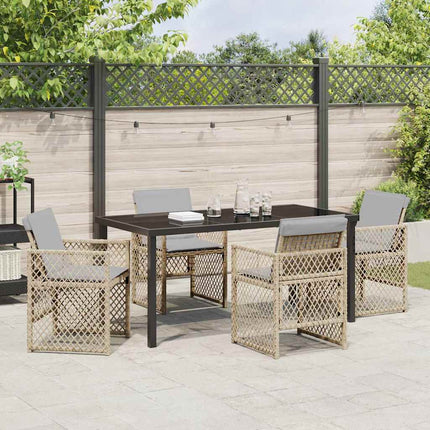 Trädgårdsmöbelset 5 pcs Beige konstrotting