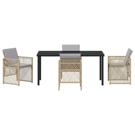 Trädgårdsmöbelset 5 pcs Beige konstrotting