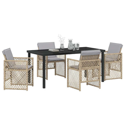Trädgårdsmöbelset 5 pcs Beige konstrotting