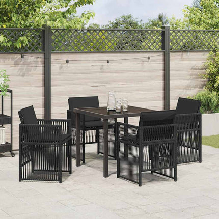 Trädgårdsmöbelset 5 pcs Svart Pulverlackerat stål