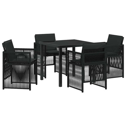 Trädgårdsmöbelset 5 pcs Svart Pulverlackerat stål