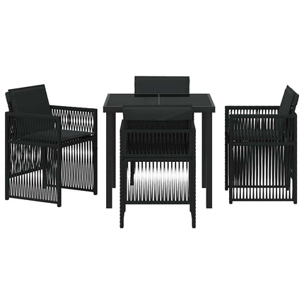 Trädgårdsmöbelset 5 pcs Svart Pulverlackerat stål