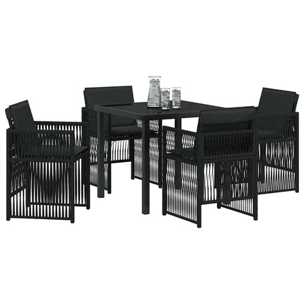 Trädgårdsmöbelset 5 pcs Svart Pulverlackerat stål