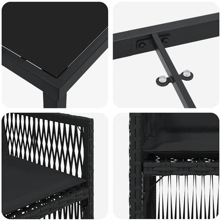 Trädgårdsmöbelset 5 pcs Svart Pulverlackerat stål