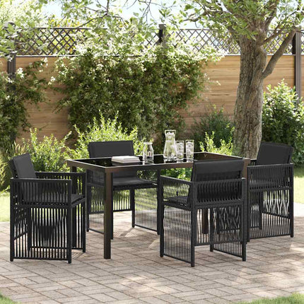 Trädgårdsmöbelset 5 pcs Svart Pulverlackerat stål