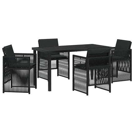 Trädgårdsmöbelset 5 pcs Svart Pulverlackerat stål