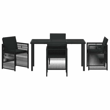 Trädgårdsmöbelset 5 pcs Svart Pulverlackerat stål