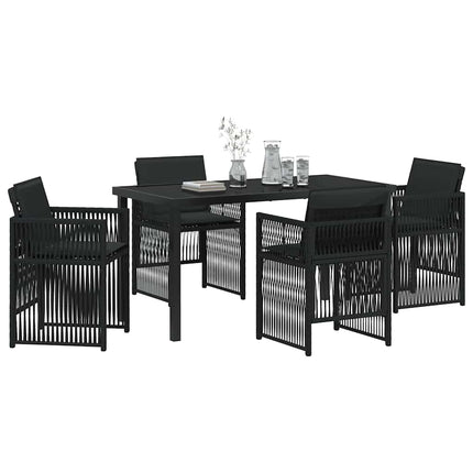 Trädgårdsmöbelset 5 pcs Svart Pulverlackerat stål