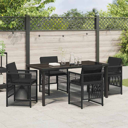 Trädgårdsmöbelset 5 pcs Svart Pulverlackerat stål