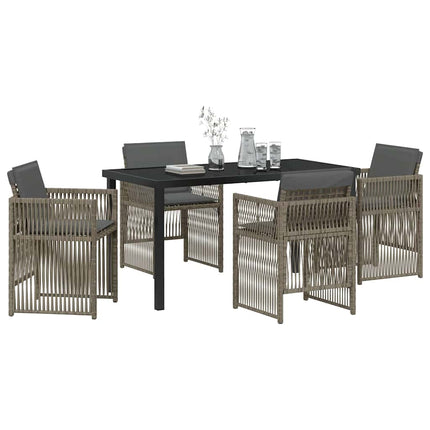 Trädgårdsmöbelset 5 pcs Grå Pulverlackerat stål