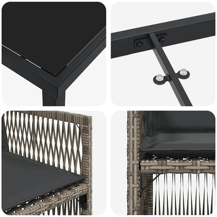 Trädgårdsmöbelset 5 pcs Grå Pulverlackerat stål