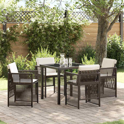 Trädgårdsmöbelset 5 pcs Brun Pulverlackerat stål