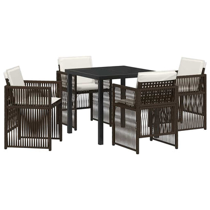 Trädgårdsmöbelset 5 pcs Brun Pulverlackerat stål
