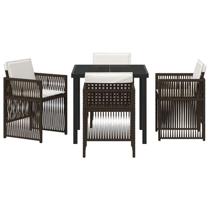Trädgårdsmöbelset 5 pcs Brun Pulverlackerat stål