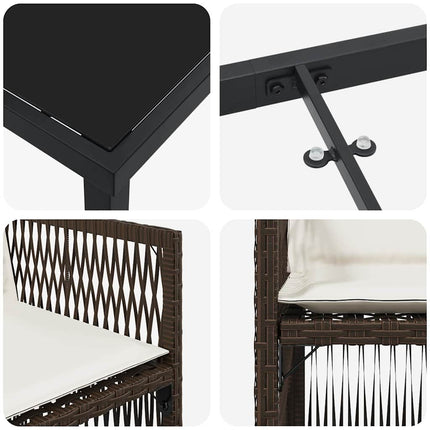 Trädgårdsmöbelset 5 pcs Brun Pulverlackerat stål