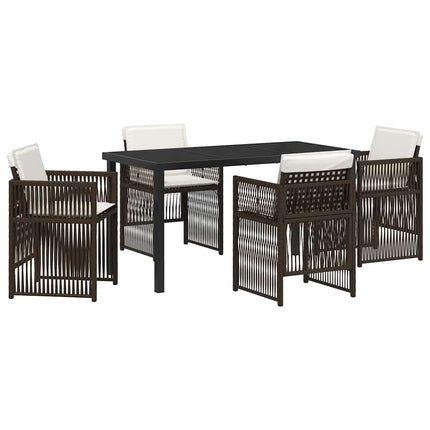 Trädgårdsmöbelset 5 pcs Brun Pulverlackerat stål