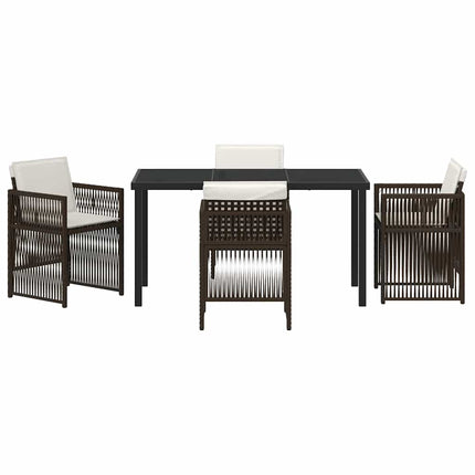 Trädgårdsmöbelset 5 pcs Brun Pulverlackerat stål