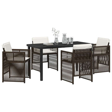 Trädgårdsmöbelset 5 pcs Brun Pulverlackerat stål