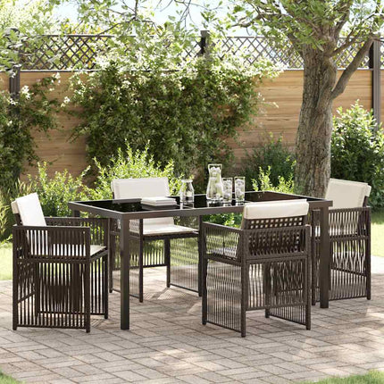 Trädgårdsmöbelset 5 pcs Brun Pulverlackerat stål