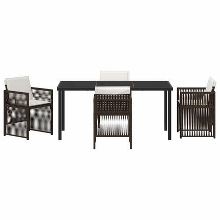 Trädgårdsmöbelset 5 pcs Brun Pulverlackerat stål