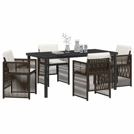 Trädgårdsmöbelset 5 pcs Brun Pulverlackerat stål